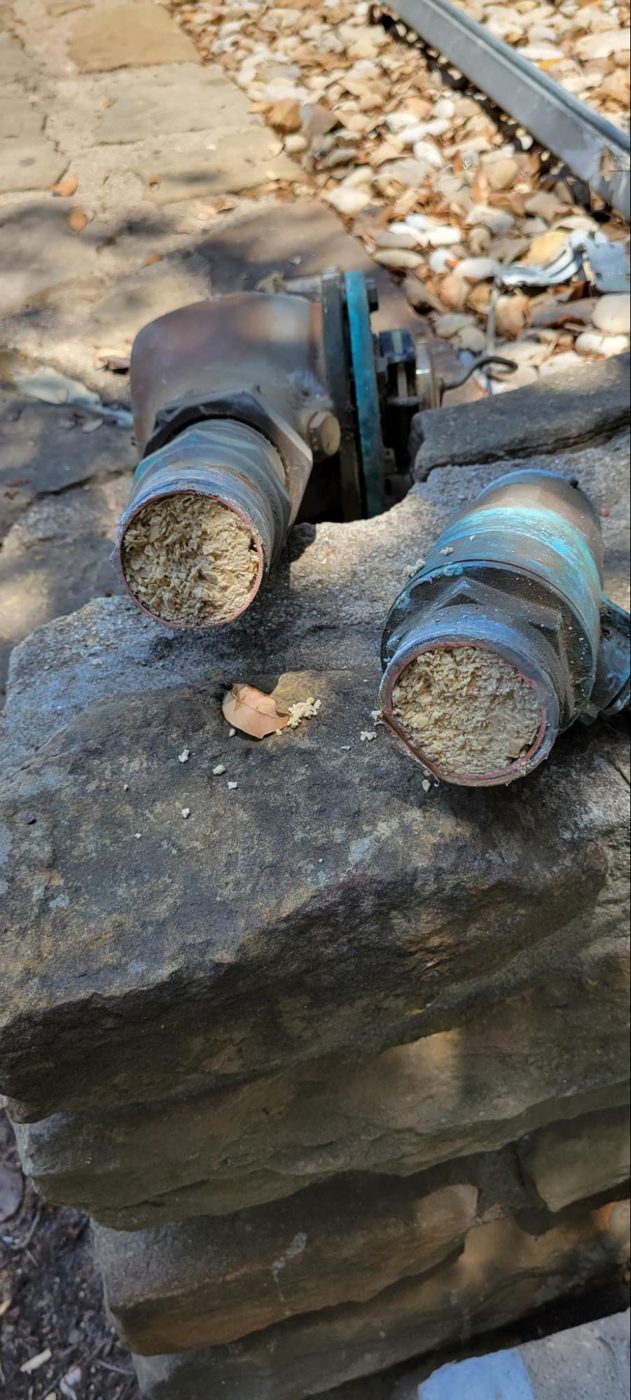 3-inch copper boiler feed for a large apartment community in Austin where the water softener did not stop calcium sulfate